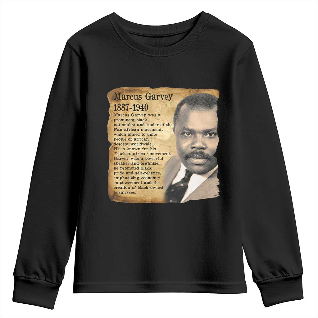 Marcus Garvey Youth Sweatshirt Strong Black History Leader TS12 Black Print Your Wear