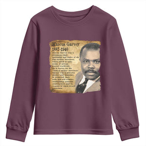 Marcus Garvey Youth Sweatshirt Strong Black History Leader TS12 Maroon Print Your Wear