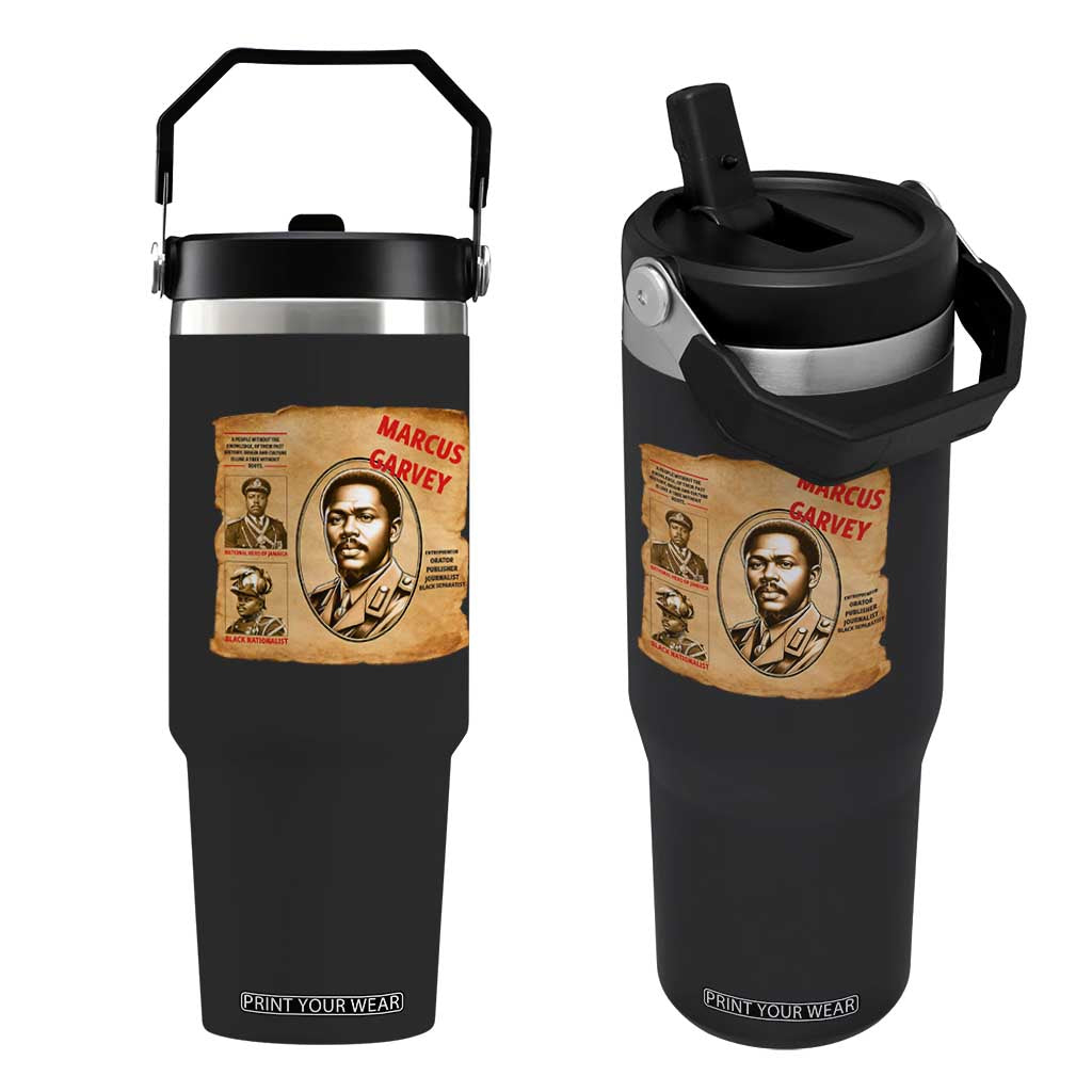 Marcus Garvey Flip Straw Tumbler First National Hero Of Jamaica Legacy TS12 One Size: 30 oz Black Print Your Wear