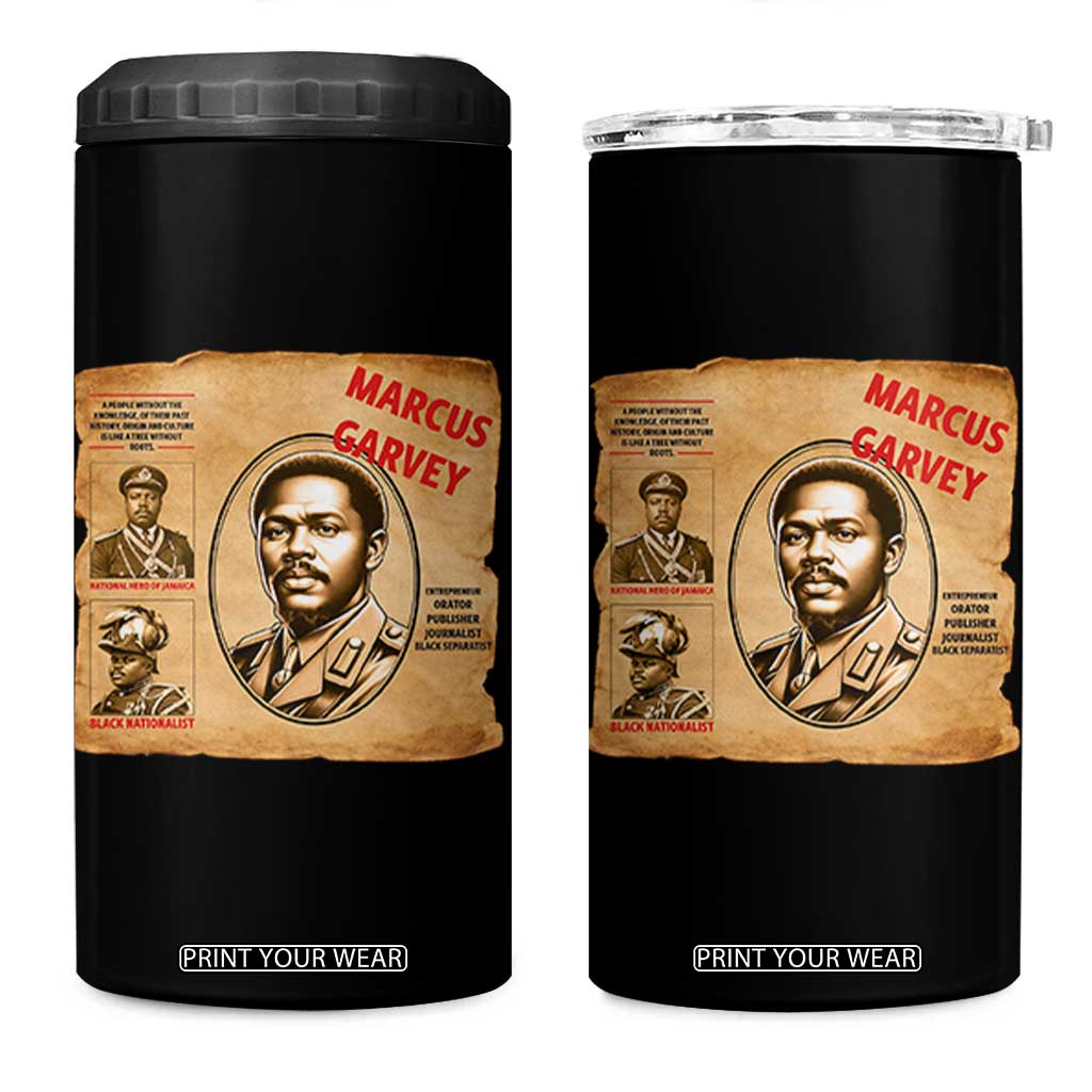 Marcus Garvey 4 in 1 Can Cooler Tumbler First National Hero Of Jamaica Legacy TS12 One Size: 16 oz Black Print Your Wear
