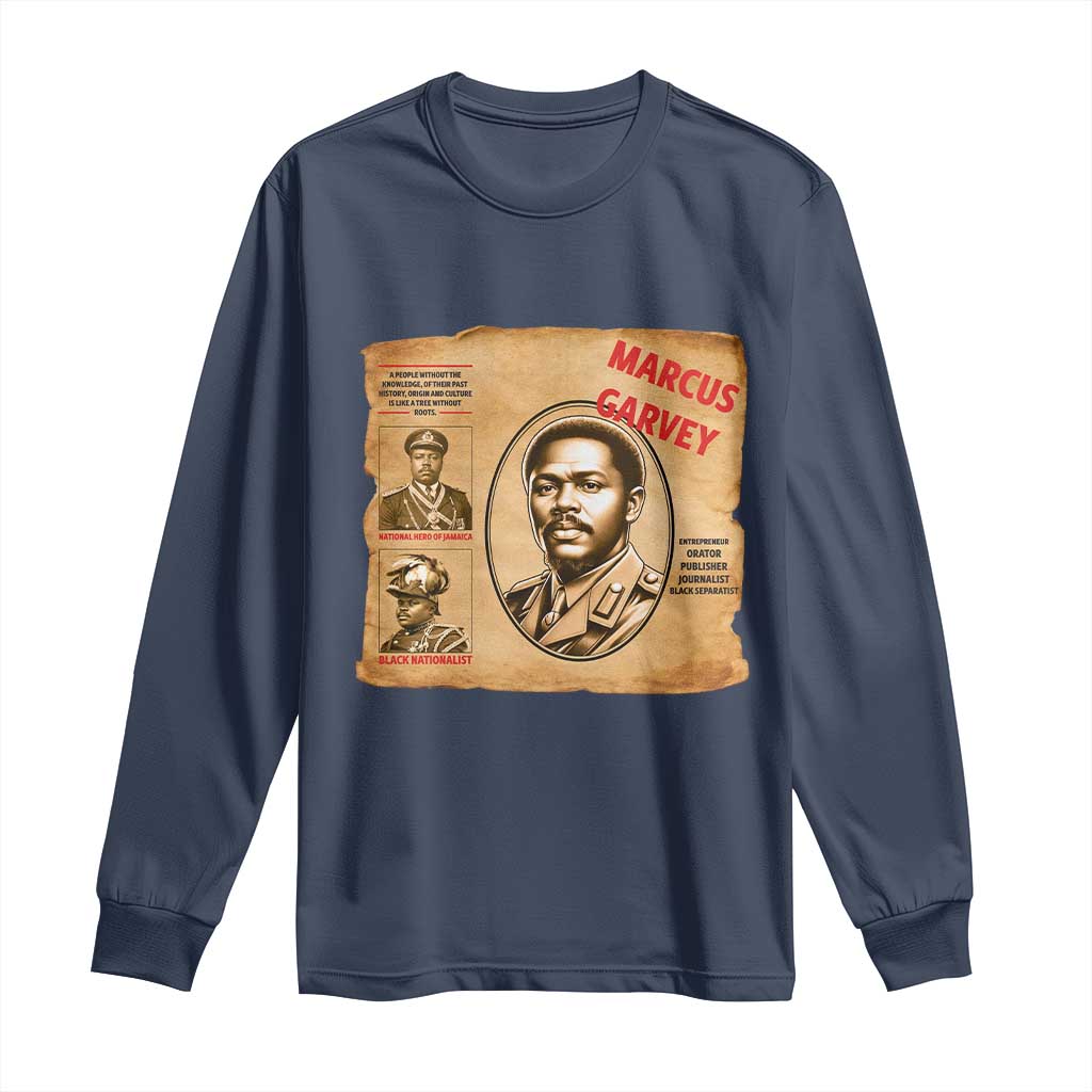 Marcus Garvey Long Sleeve Shirt First National Hero Of Jamaica Legacy TS12 Navy Print Your Wear
