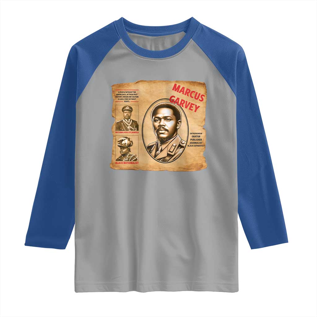 Marcus Garvey Raglan Shirt First National Hero Of Jamaica Legacy TS12 Sport Gray Royal Print Your Wear