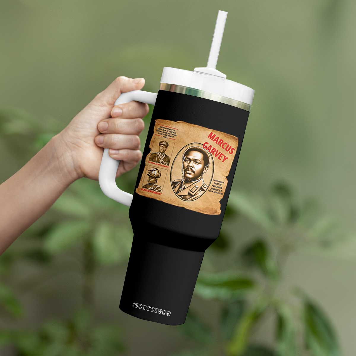 Marcus Garvey Tumbler With Handle First National Hero Of Jamaica Legacy TS12 Print Your Wear
