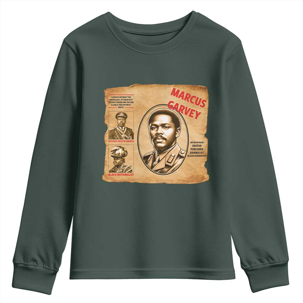 Marcus Garvey Youth Sweatshirt First National Hero Of Jamaica Legacy TS12 Dark Forest Green Print Your Wear