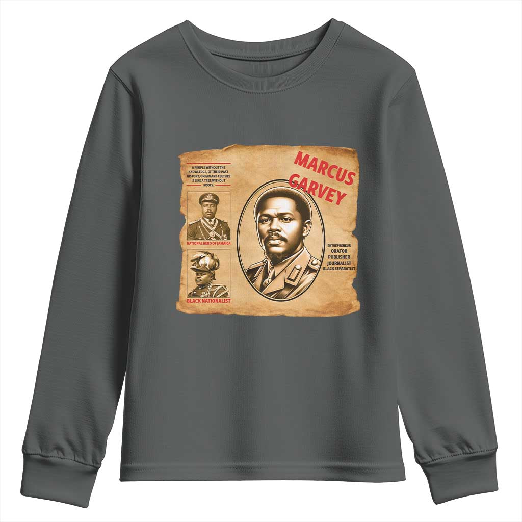 Marcus Garvey Youth Sweatshirt First National Hero Of Jamaica Legacy TS12 Dark Heather Print Your Wear