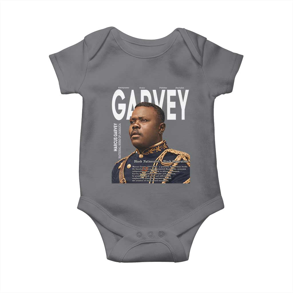 Vintage Black History Hero Marcus Garvey Baby Onesie Black Pride TS12 Charcoal Print Your Wear