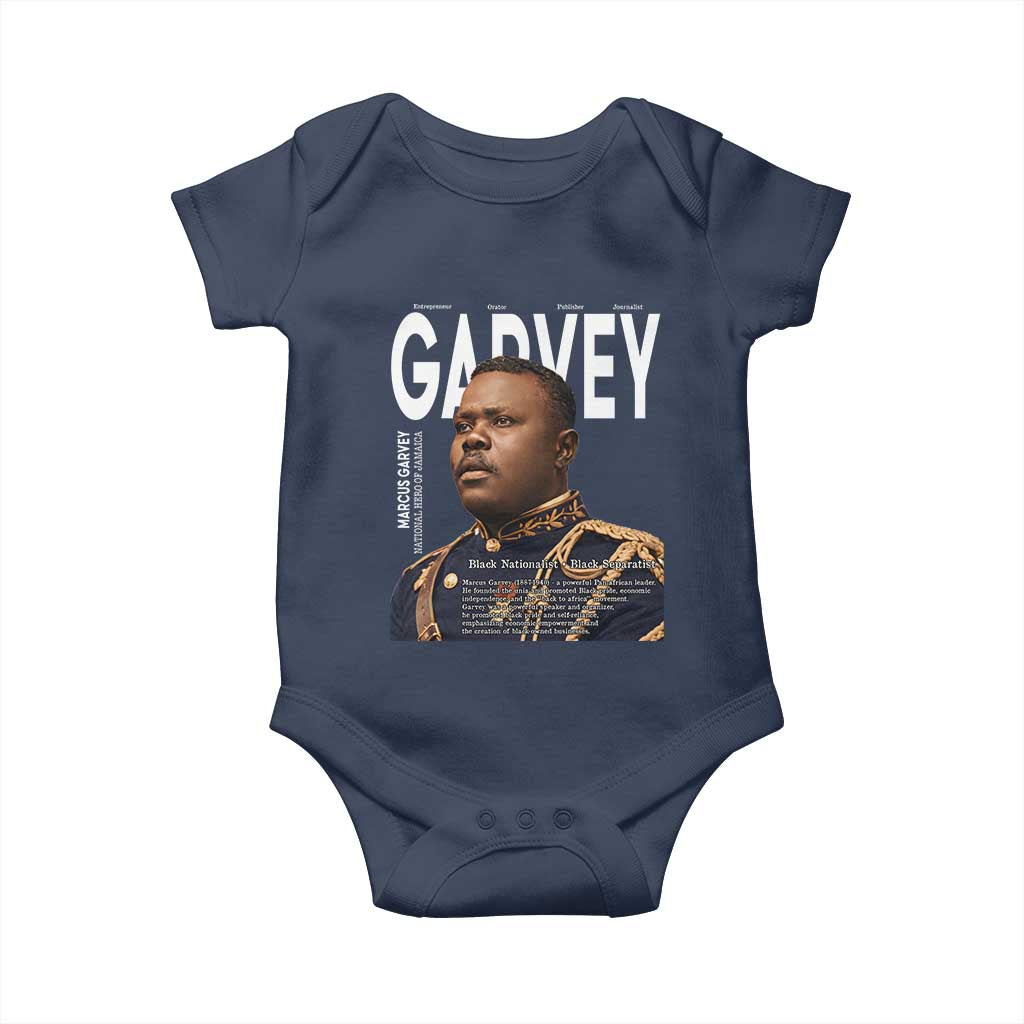 Vintage Black History Hero Marcus Garvey Baby Onesie Black Pride TS12 Navy Print Your Wear