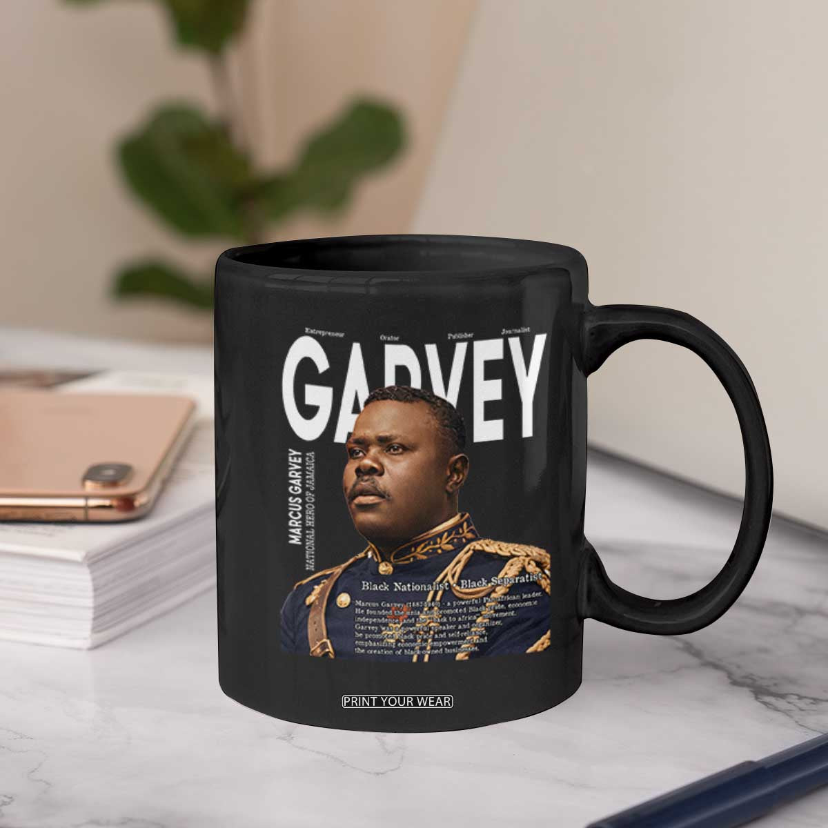 Vintage Black History Hero Marcus Garvey Coffee Mug Black Pride TS12 Print Your Wear