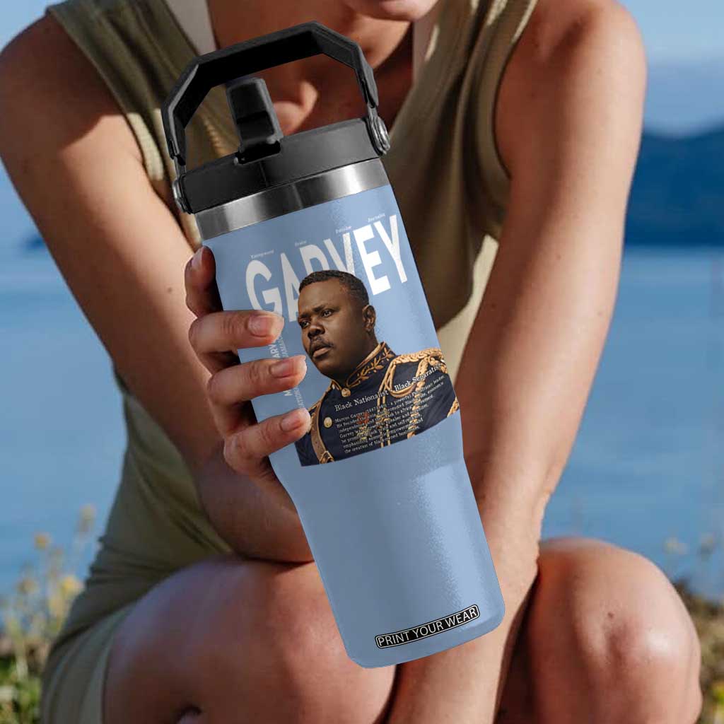 Vintage Black History Hero Marcus Garvey Flip Straw Tumbler Black Pride TS12 One Size: 30 oz Light Blue Print Your Wear