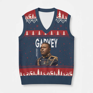Vintage Black History Hero Marcus Garvey V-Neck Knit Sweater Vest Black Pride TS12 Navy Red Print Your Wear