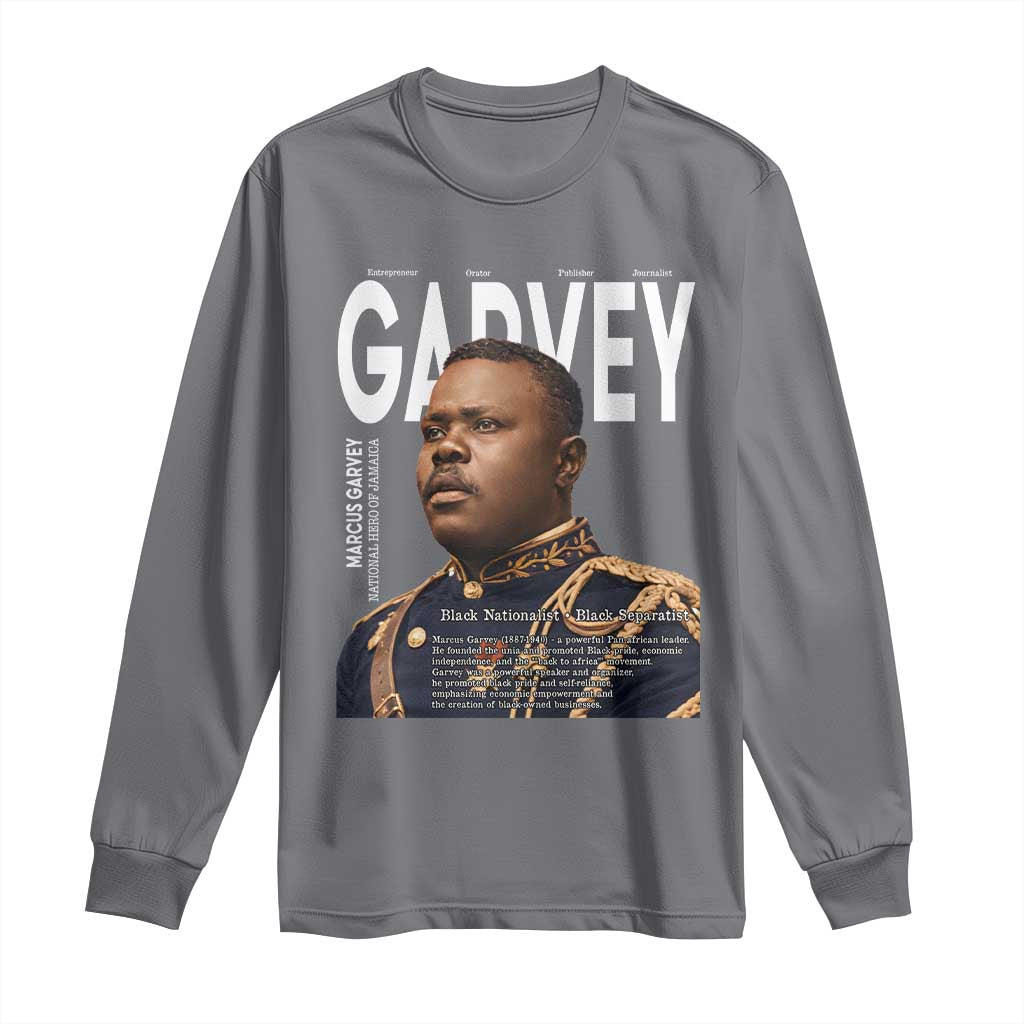 Vintage Black History Hero Marcus Garvey Long Sleeve Shirt Black Pride TS12 Charcoal Print Your Wear