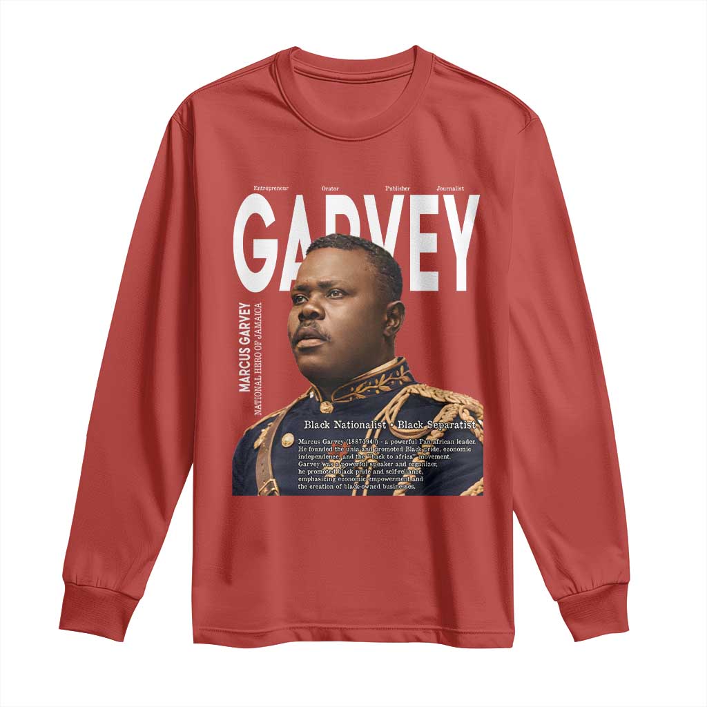 Vintage Black History Hero Marcus Garvey Long Sleeve Shirt Black Pride TS12 Red Print Your Wear