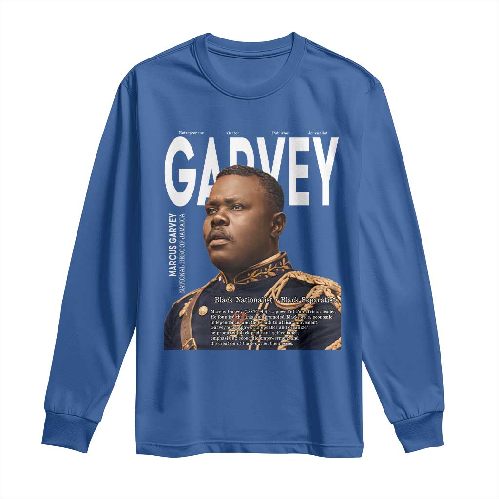 Vintage Black History Hero Marcus Garvey Long Sleeve Shirt Black Pride TS12 Royal Blue Print Your Wear