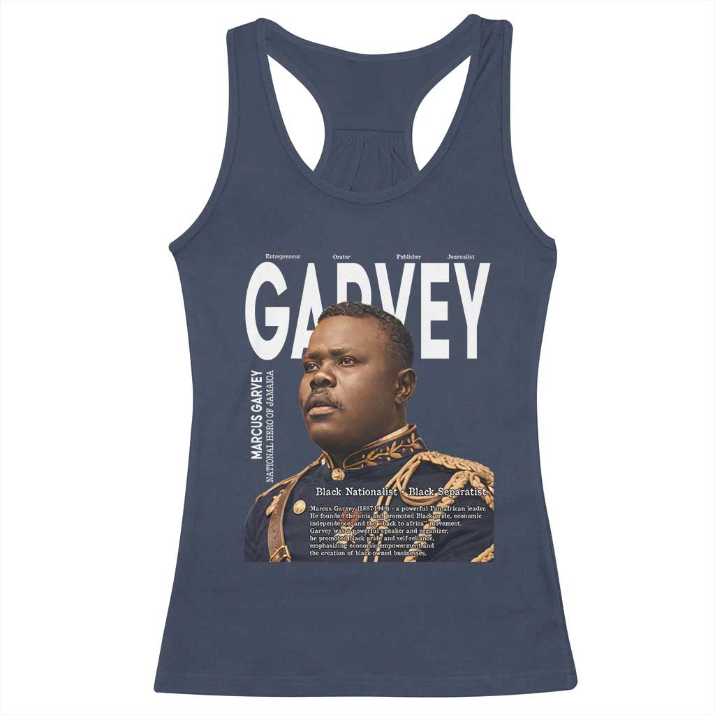 Vintage Black History Hero Marcus Garvey Racerback Tank Top Black Pride TS12 Navy Print Your Wear