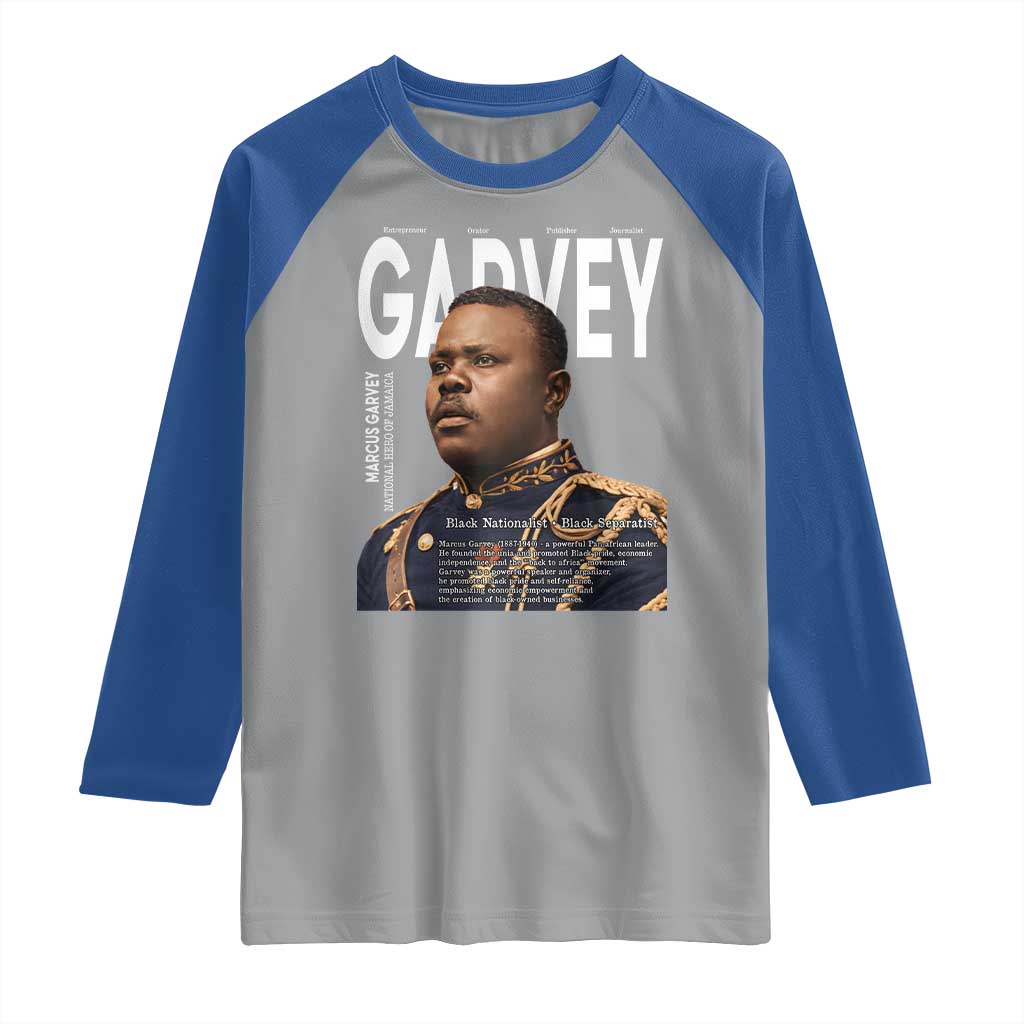 Vintage Black History Hero Marcus Garvey Raglan Shirt Black Pride TS12 Sport Gray Royal Print Your Wear