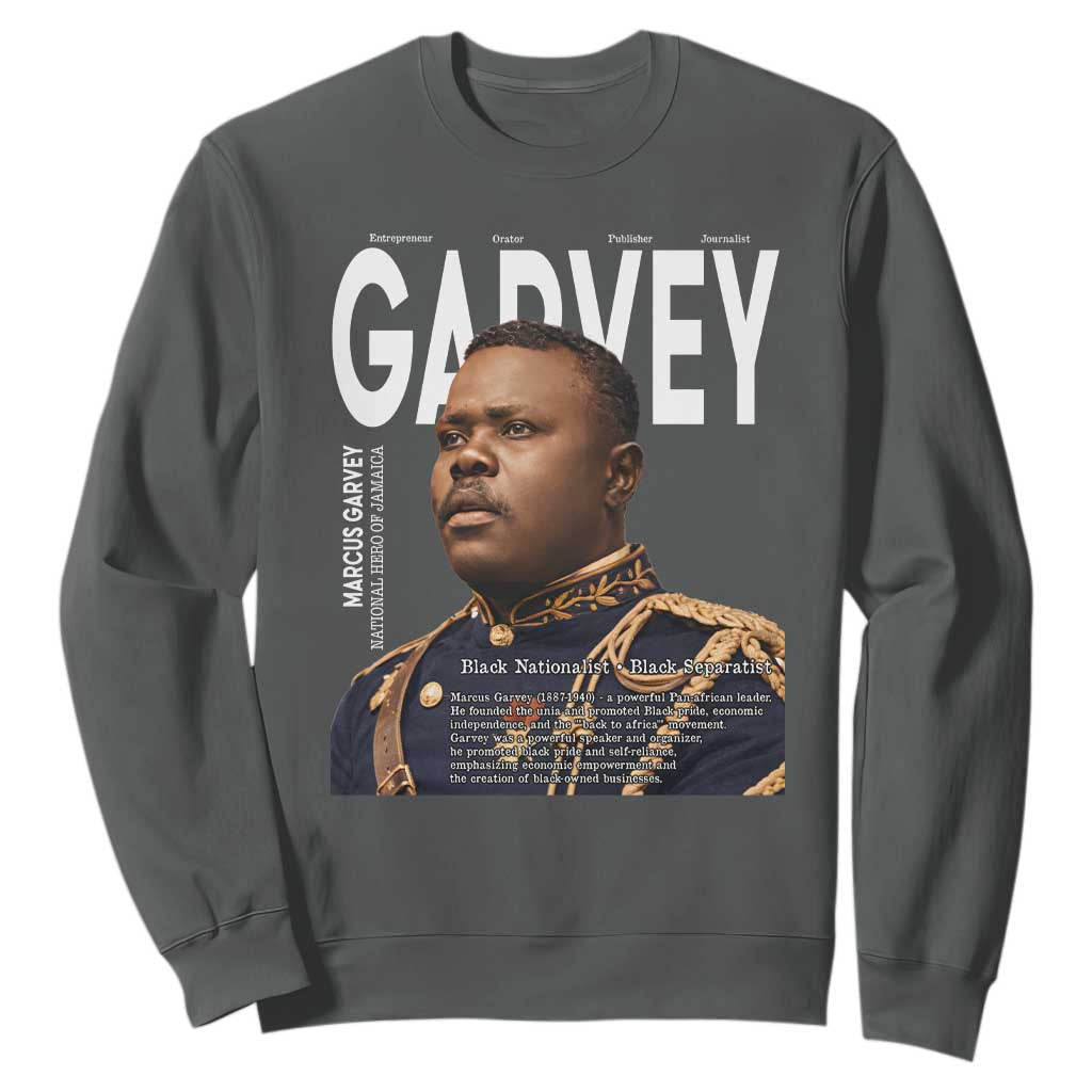 Vintage Black History Hero Marcus Garvey Sweatshirt Black Pride TS12 Dark Heather Print Your Wear
