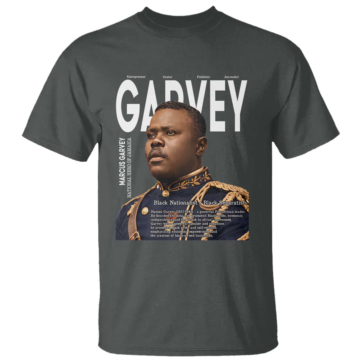 Vintage Black History Hero Marcus Garvey T Shirt Black Pride TS12 Dark Heather Print Your Wear