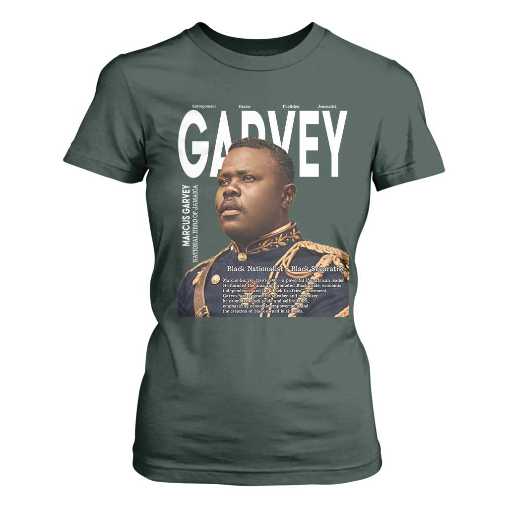 Vintage Black History Hero Marcus Garvey T Shirt For Women Black Pride TS12 Dark Forest Green Print Your Wear