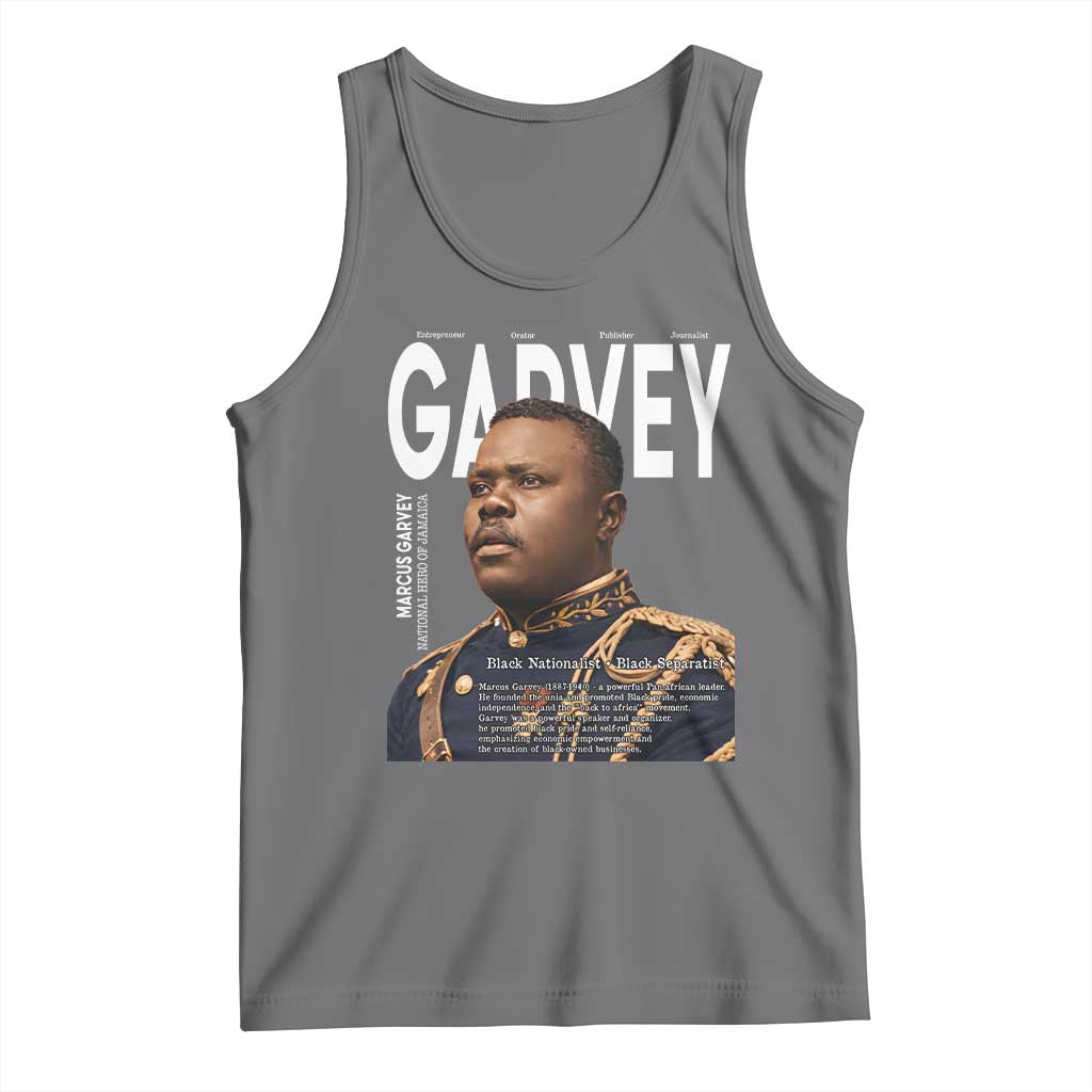 Vintage Black History Hero Marcus Garvey Tank Top Black Pride TS12 Black Heather Print Your Wear