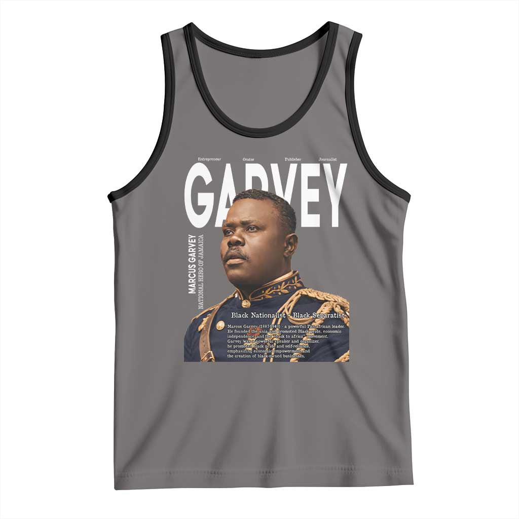 Vintage Black History Hero Marcus Garvey Tank Top Black Pride TS12 Deep Heather Black Print Your Wear