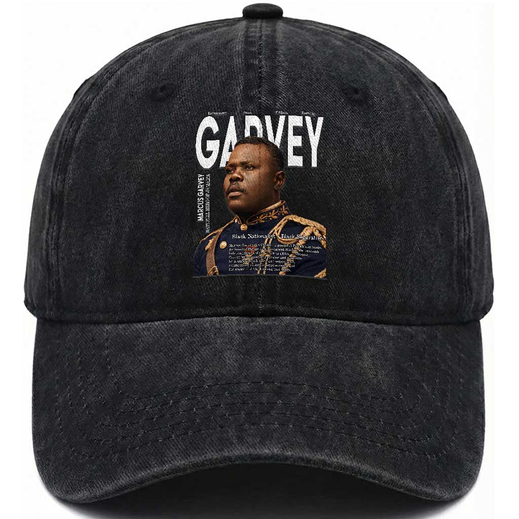 Vintage Black History Hero Marcus Garvey Washed Cotton Baseball Cap Black Pride TS12 Print Your Wear