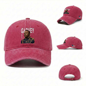 Vintage Black History Hero Marcus Garvey Washed Cotton Baseball Cap Black Pride TS12 Washed Cap Universal Fit Red Print Your Wear