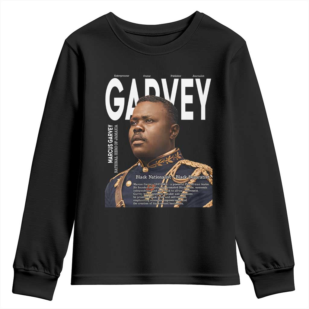 Vintage Black History Hero Marcus Garvey Youth Sweatshirt Black Pride TS12 Black Print Your Wear
