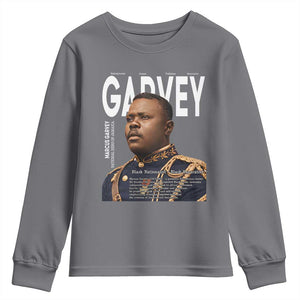 Vintage Black History Hero Marcus Garvey Youth Sweatshirt Black Pride TS12 Charcoal Print Your Wear