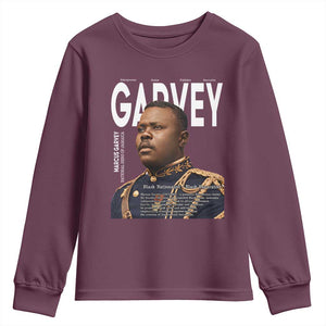 Vintage Black History Hero Marcus Garvey Youth Sweatshirt Black Pride TS12 Maroon Print Your Wear
