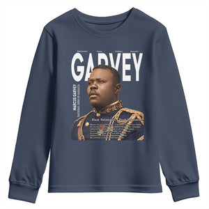 Vintage Black History Hero Marcus Garvey Youth Sweatshirt Black Pride TS12 Navy Print Your Wear