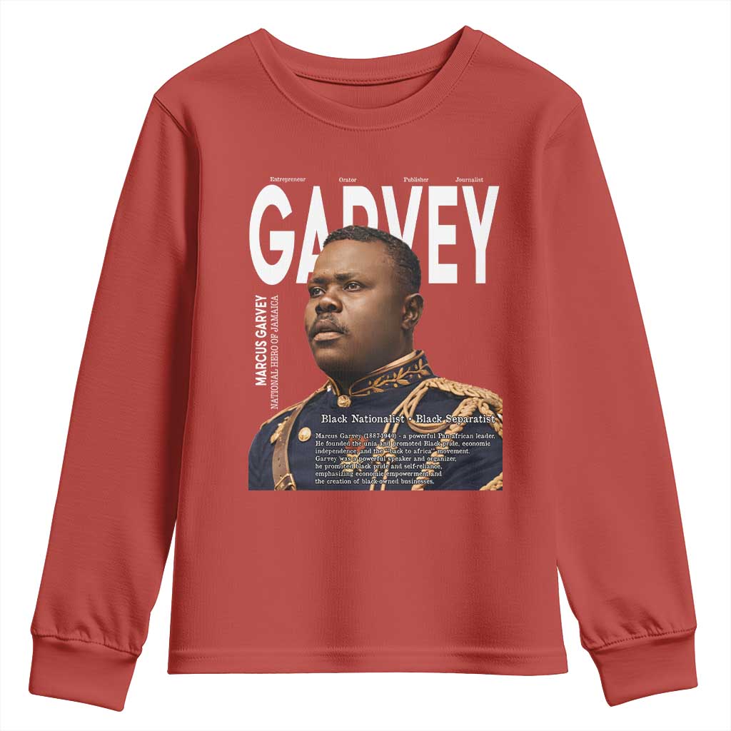 Vintage Black History Hero Marcus Garvey Youth Sweatshirt Black Pride TS12 Red Print Your Wear