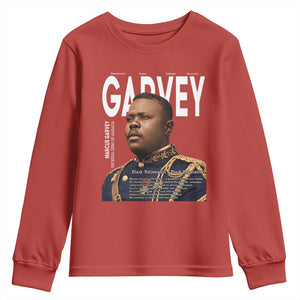 Vintage Black History Hero Marcus Garvey Youth Sweatshirt Black Pride TS12 Red Print Your Wear