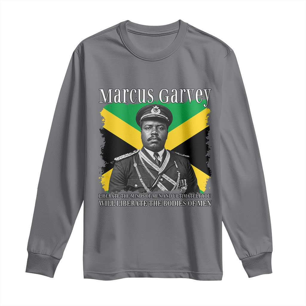 Marcus Garvey Liberation Quote Long Sleeve Shirt Liberate The Minds Of Men TS12 Charcoal Print Your Wear