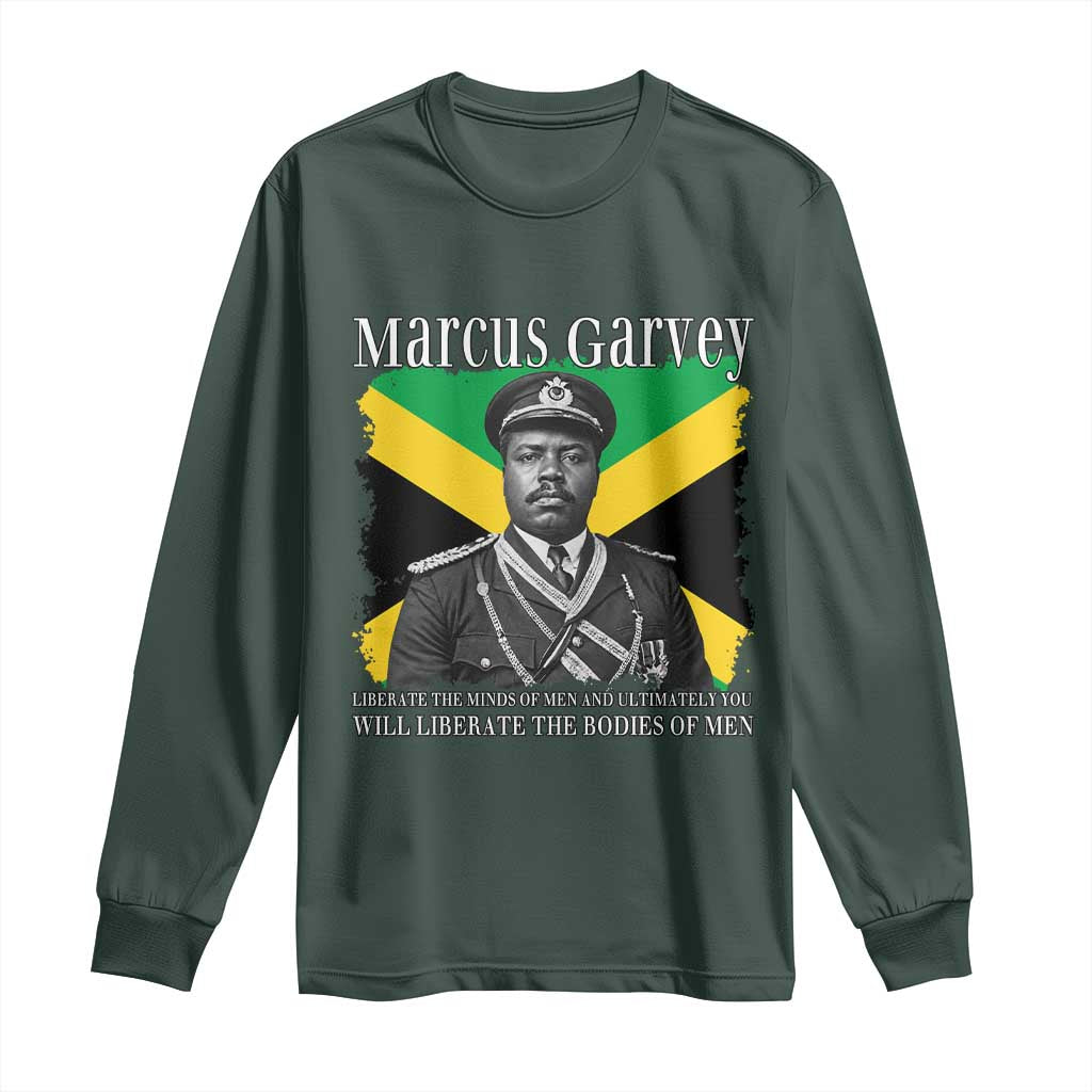 Marcus Garvey Liberation Quote Long Sleeve Shirt Liberate The Minds Of Men TS12 Dark Forest Green Print Your Wear