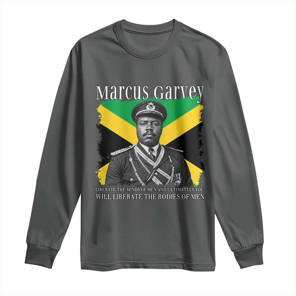 Marcus Garvey Liberation Quote Long Sleeve Shirt Liberate The Minds Of Men TS12 Dark Heather Print Your Wear