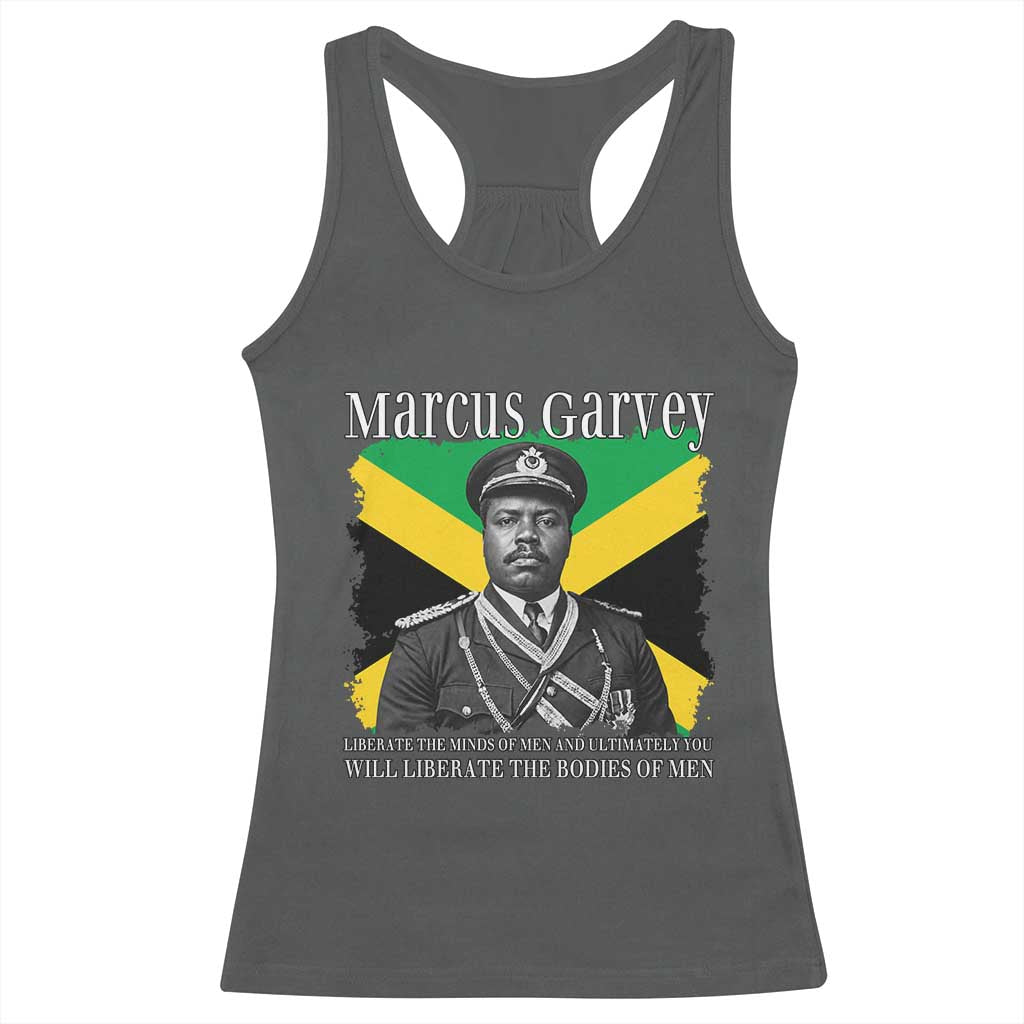 Marcus Garvey Liberation Quote Racerback Tank Top Liberate The Minds Of Men TS12 Dark Heather Print Your Wear