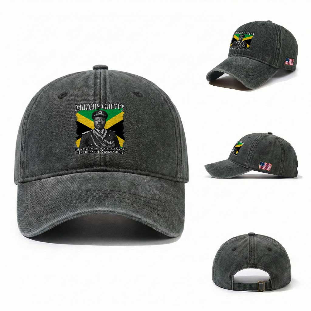 Marcus Garvey Liberation Quote Washed Cotton Baseball Cap Liberate The Minds Of Men TS12 Washed Cap Universal Fit Dark Green Print Your Wear