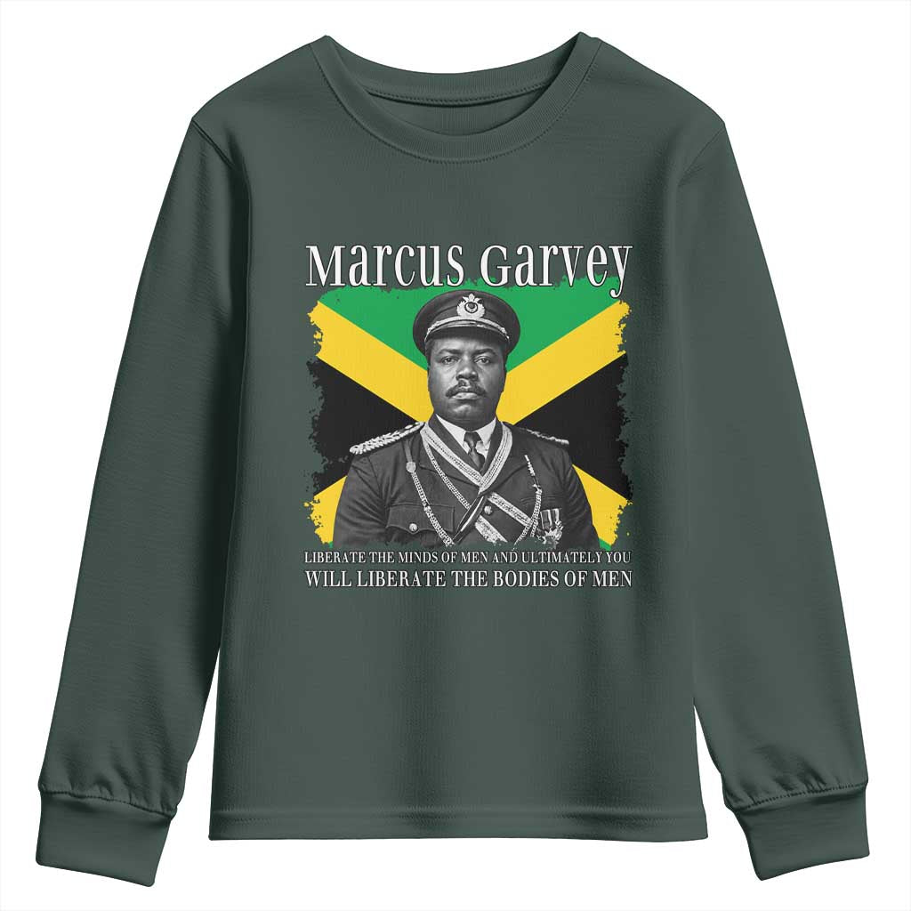 Marcus Garvey Liberation Quote Youth Sweatshirt Liberate The Minds Of Men TS12 Dark Forest Green Print Your Wear