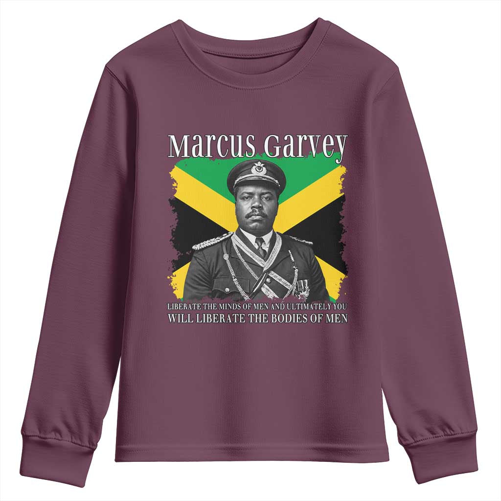 Marcus Garvey Liberation Quote Youth Sweatshirt Liberate The Minds Of Men TS12 Maroon Print Your Wear