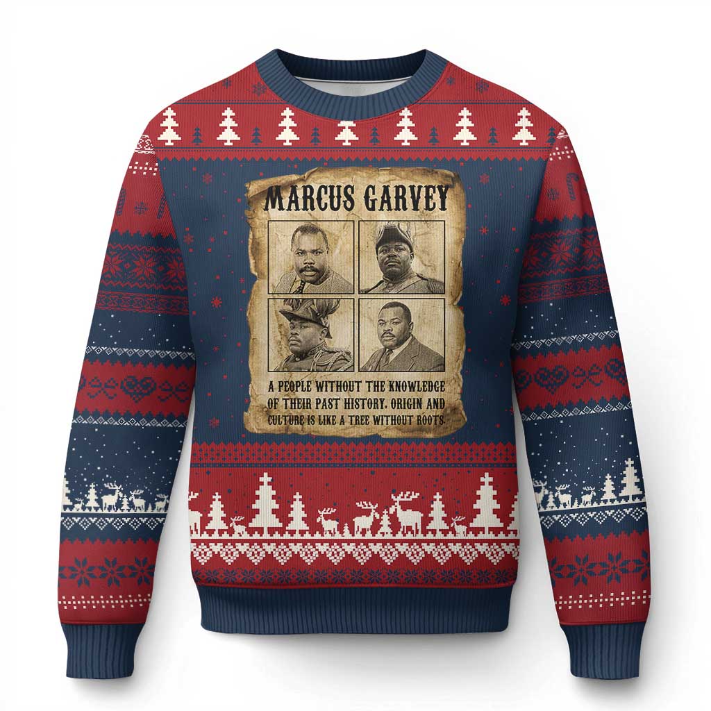 Vintage Marcus Garvey Quote Ugly Christmas Sweater A People Without Knowledge Of Their Past TS12 Navy Red Print Your Wear