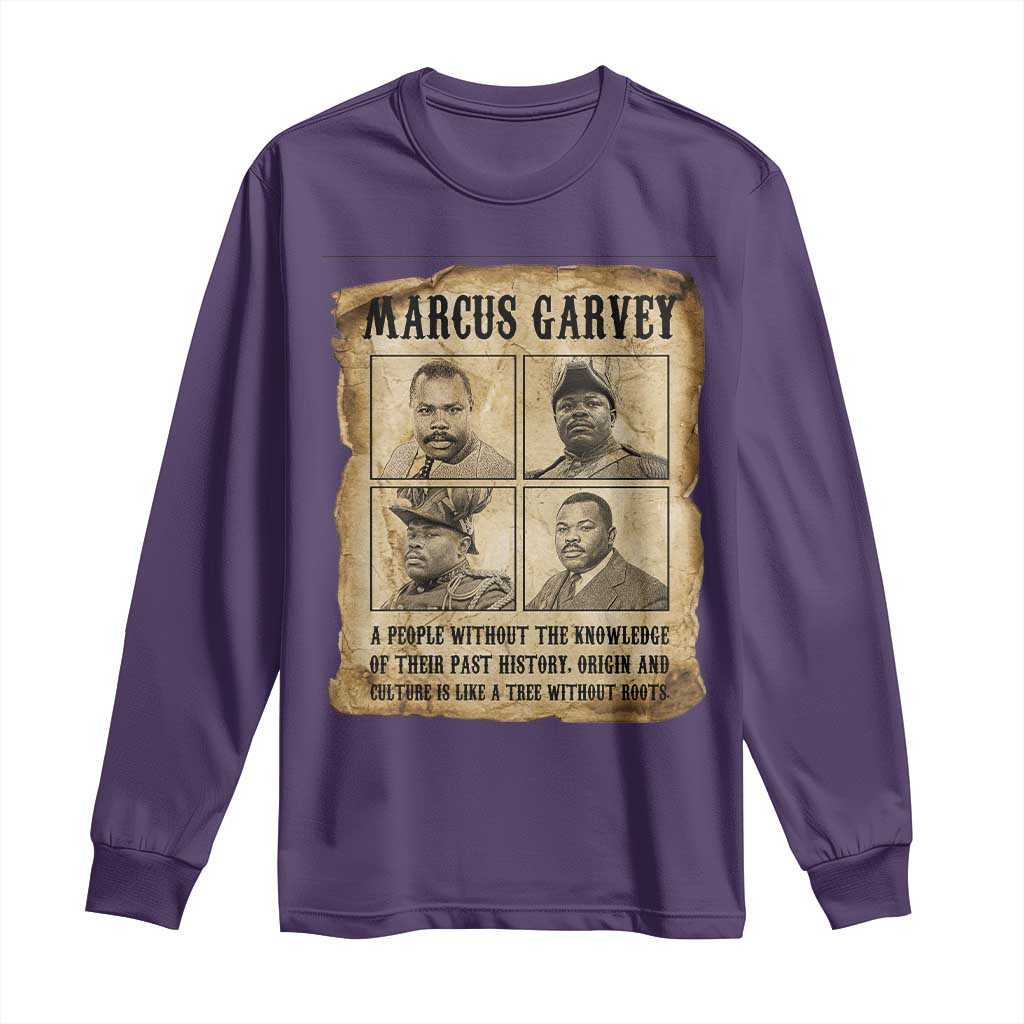Vintage Marcus Garvey Quote Long Sleeve Shirt A People Without Knowledge Of Their Past TS12 Purple Print Your Wear