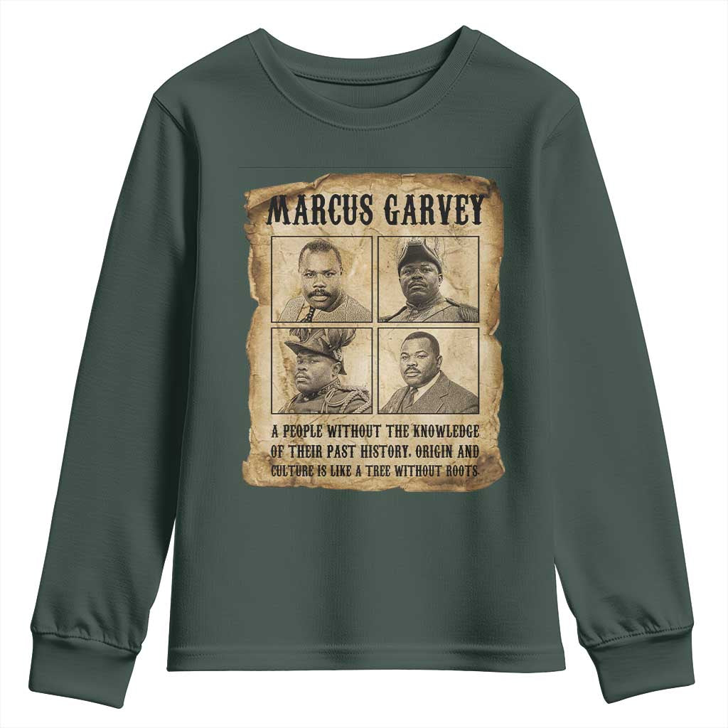 Vintage Marcus Garvey Quote Youth Sweatshirt A People Without Knowledge Of Their Past TS12 Dark Forest Green Print Your Wear