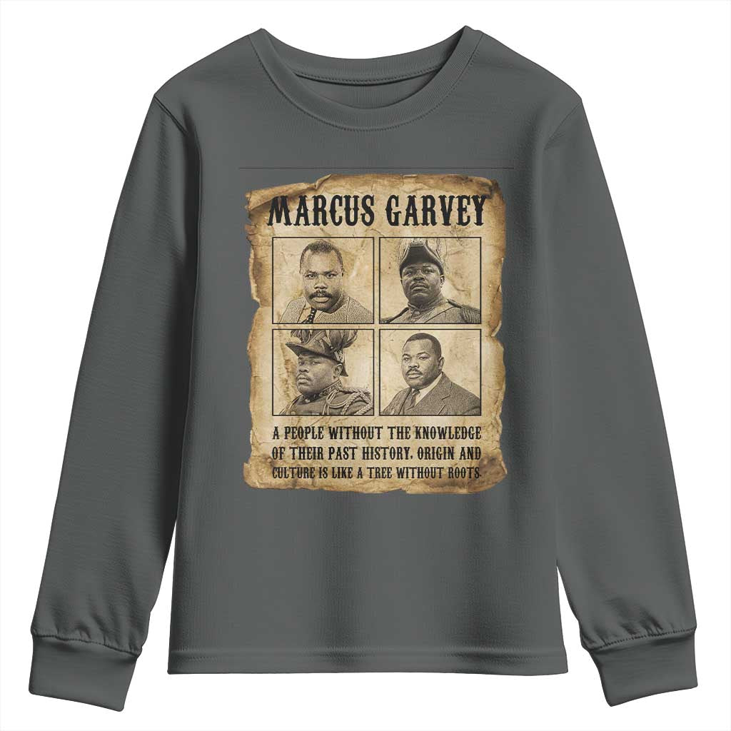 Vintage Marcus Garvey Quote Youth Sweatshirt A People Without Knowledge Of Their Past TS12 Dark Heather Print Your Wear