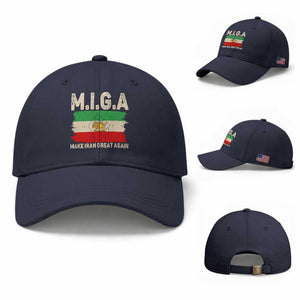 Make Iran Great Again Baseball Cap Iran 2026 Resistance TS12 Baseball Cap Universal Fit Navy Print Your Wear