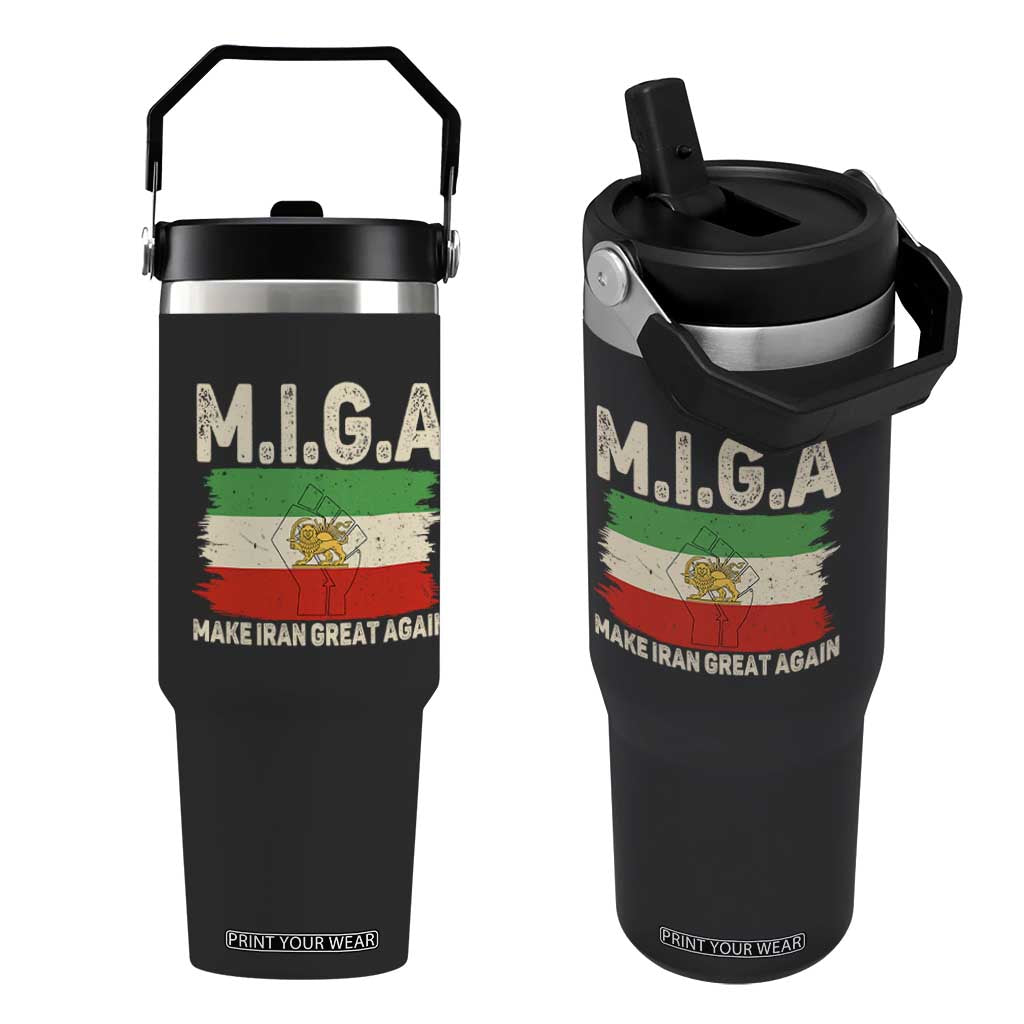 Make Iran Great Again Flip Straw Tumbler Iran 2026 Resistance TS12 One Size: 30 oz Black Print Your Wear