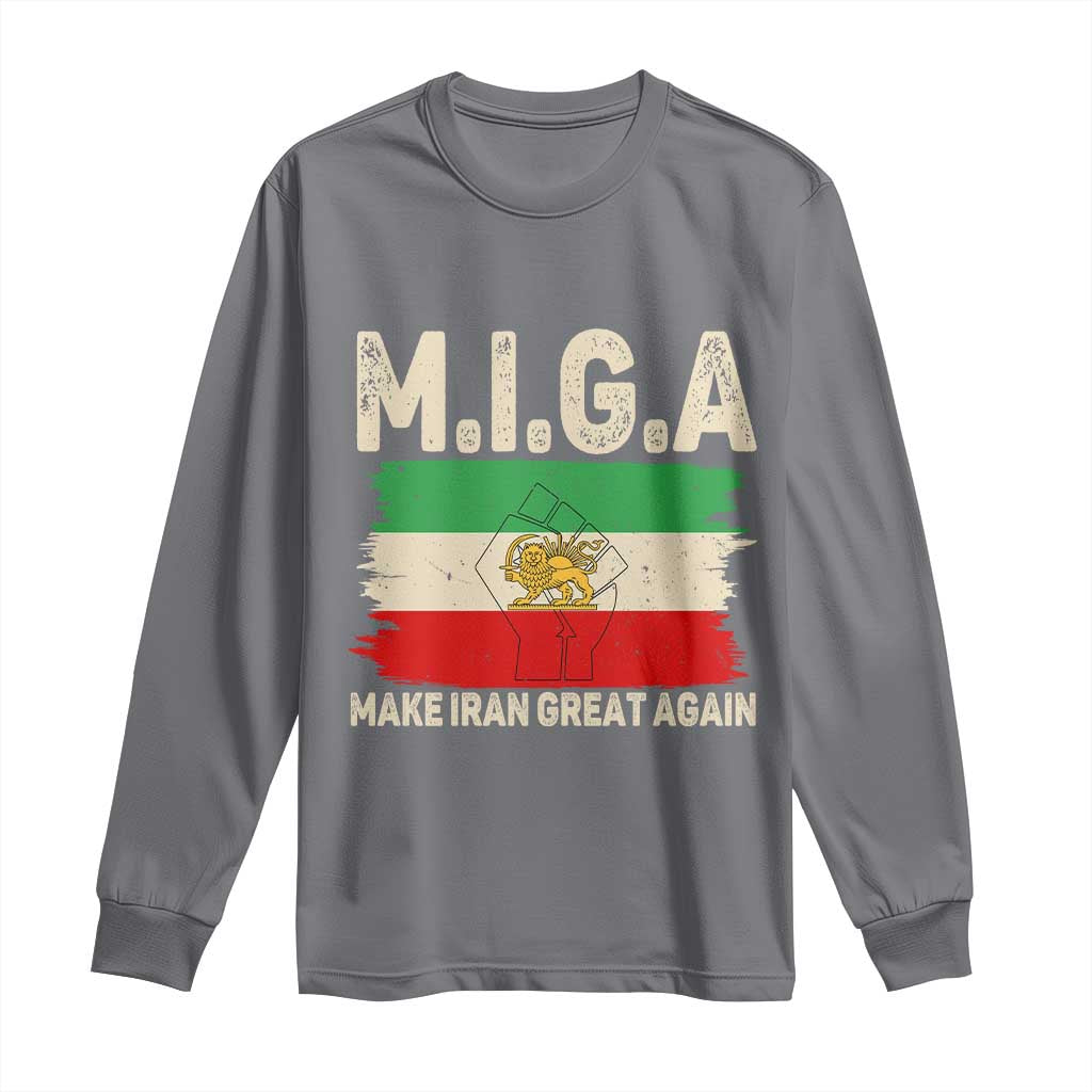 Make Iran Great Again Long Sleeve Shirt Iran 2026 Resistance TS12 Charcoal Print Your Wear