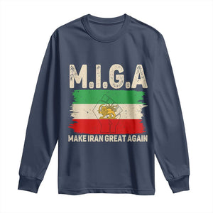 Make Iran Great Again Long Sleeve Shirt Iran 2026 Resistance TS12 Navy Print Your Wear