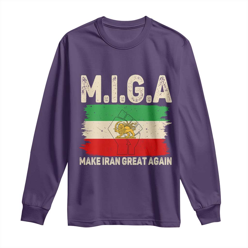 Make Iran Great Again Long Sleeve Shirt Iran 2026 Resistance TS12 Purple Print Your Wear