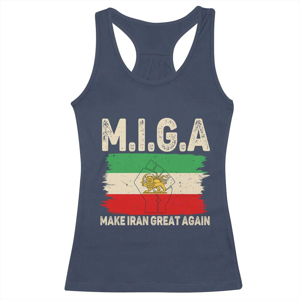 Make Iran Great Again Racerback Tank Top Iran 2026 Resistance TS12 Navy Print Your Wear