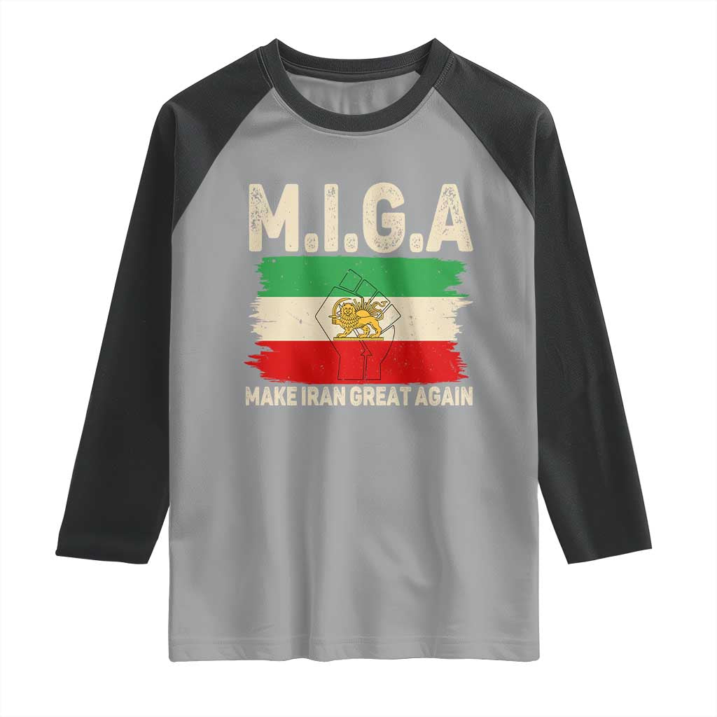 Make Iran Great Again Raglan Shirt Iran 2026 Resistance TS12 Sport Gray Black Print Your Wear